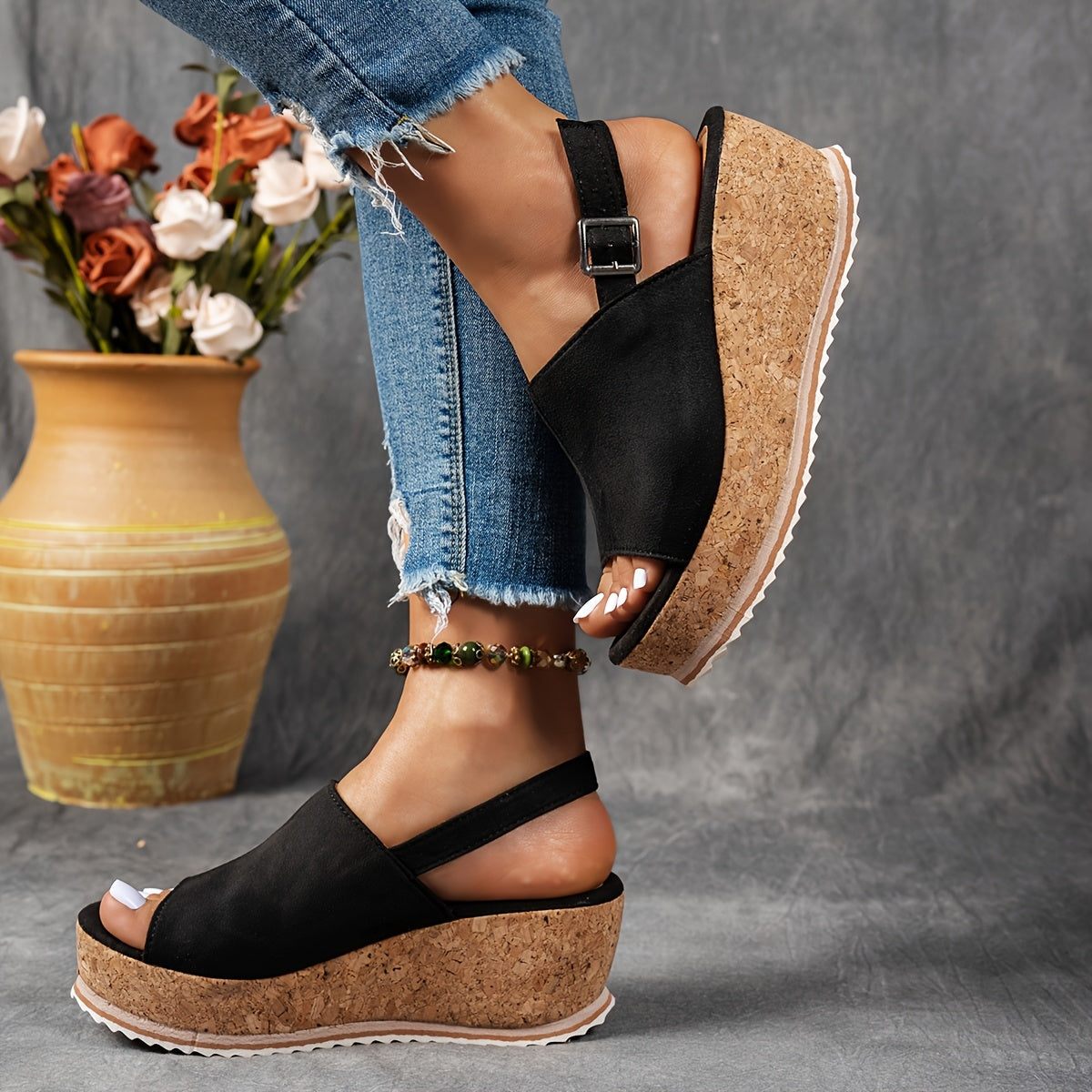 Laura | Women's Platform Adjustable Buckle Sandals