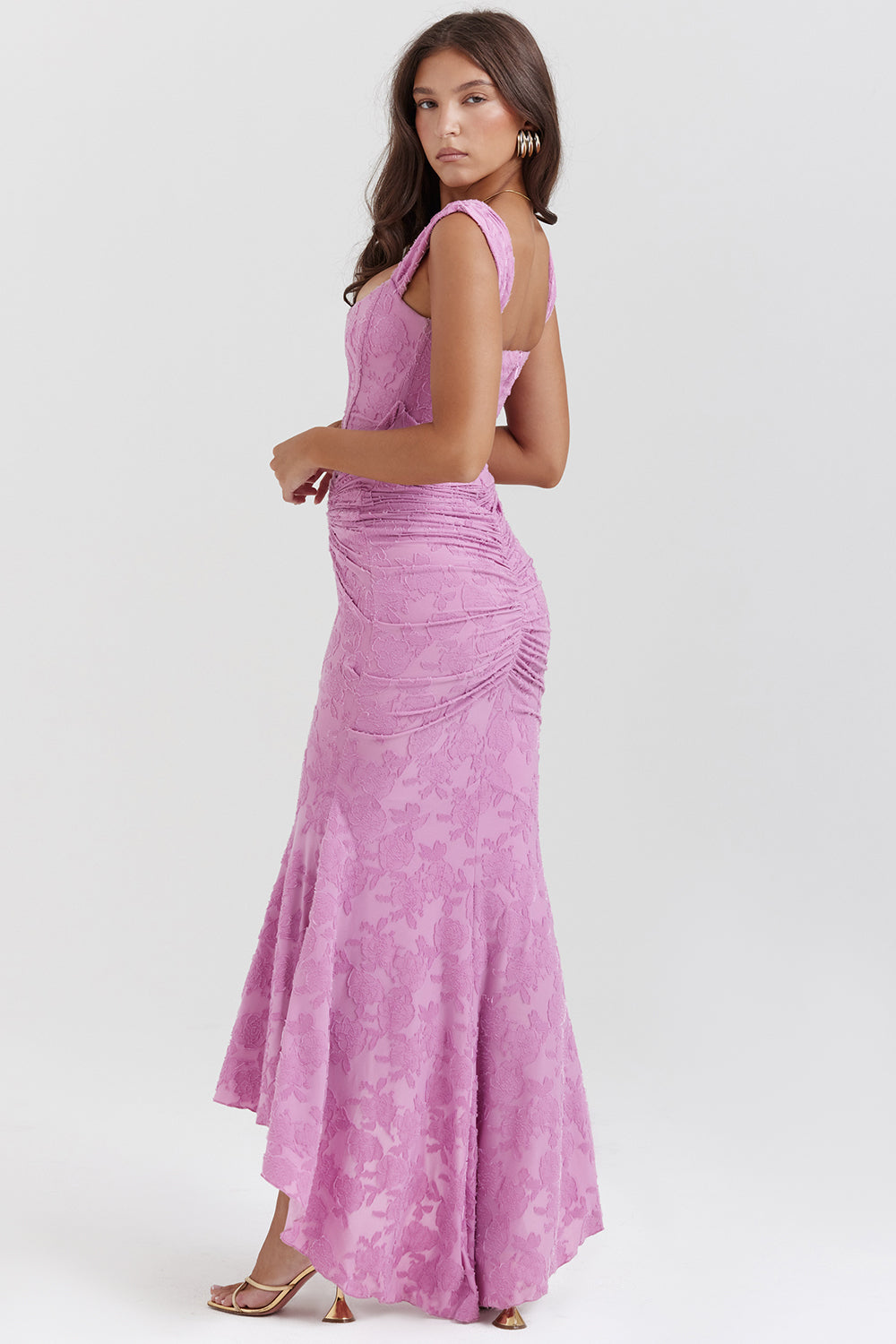 Elizabeth | Women's Wedding Guest Lace Ruched Bodycon Dress Evening