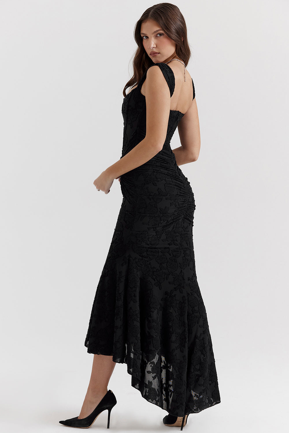 Elizabeth | Women's Wedding Guest Lace Ruched Bodycon Dress Evening