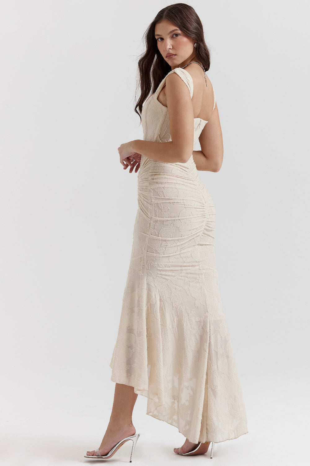 Elizabeth | Women's Wedding Guest Lace Ruched Bodycon Dress Evening