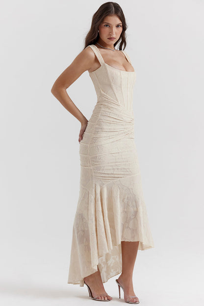 Elizabeth | Women's Wedding Guest Lace Ruched Bodycon Dress Evening