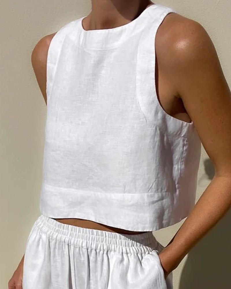 Molly | Women's Two Piece Set Crop Top Wide Leg Pants