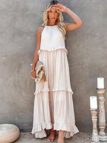 Serenity | Refined No-Sleeve Dress with Ruffles