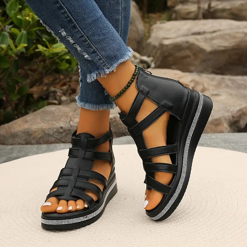 Denise | Comfort Sandals with Rhinestone Decoration