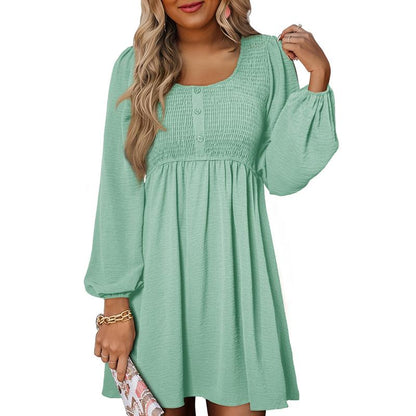 Rebecca | Women's Smocked Empire Waist Full Sleeve Short Dress