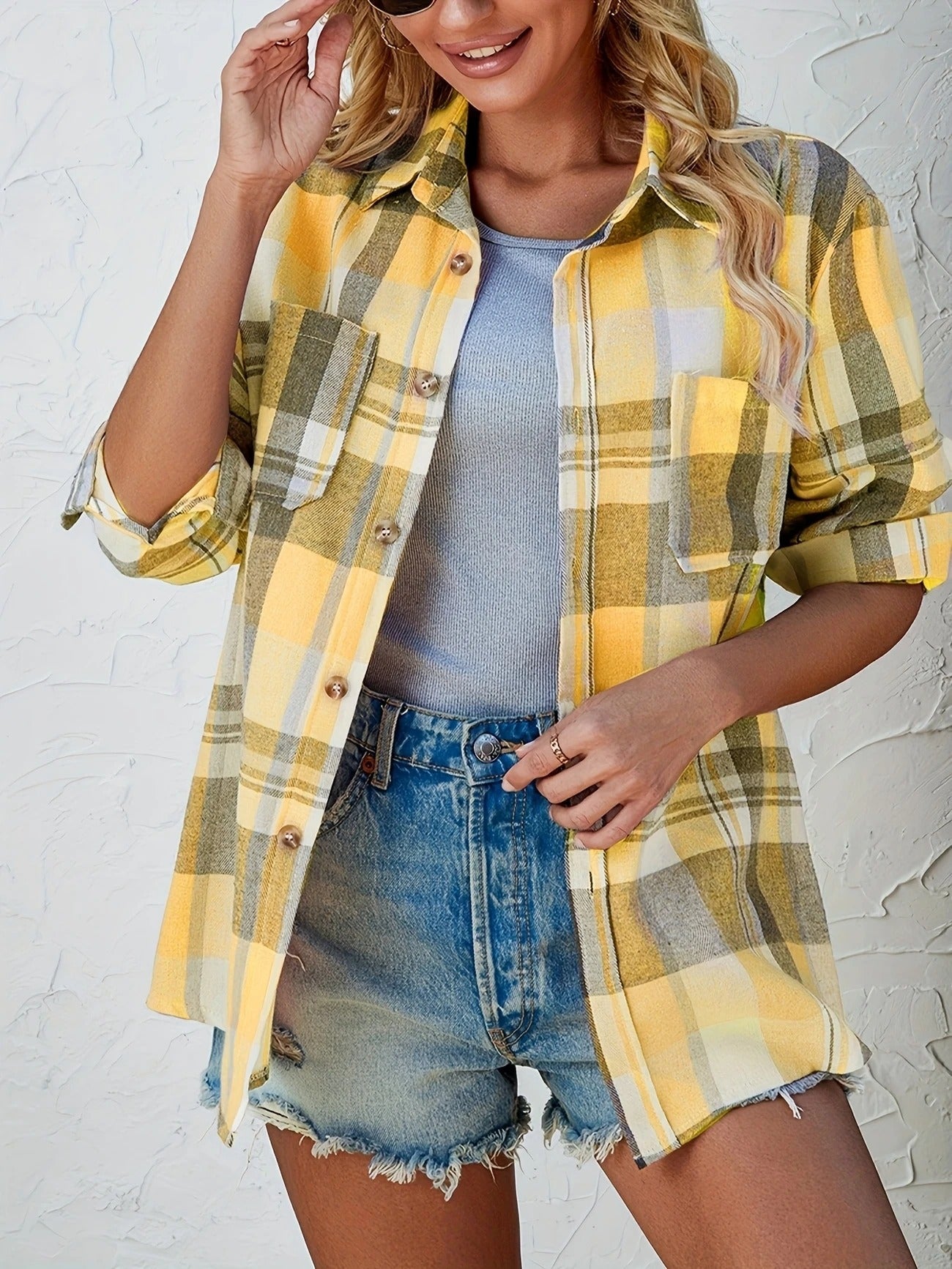 Beatrice | Women's Oversized Plaid Flannel Button-Down Shirt