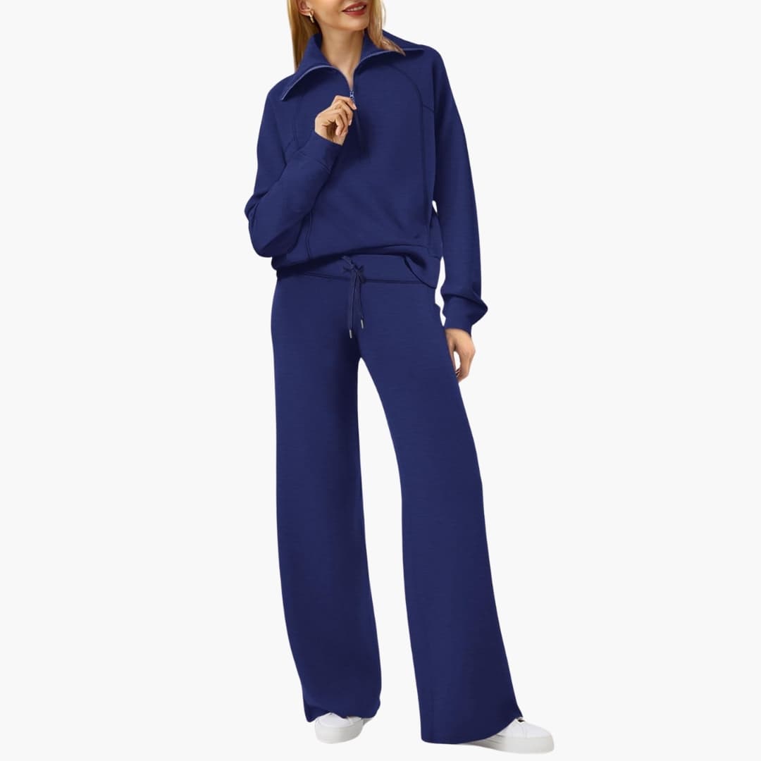 Lucy | Women's Half Zip Wide Leg Lounge Set