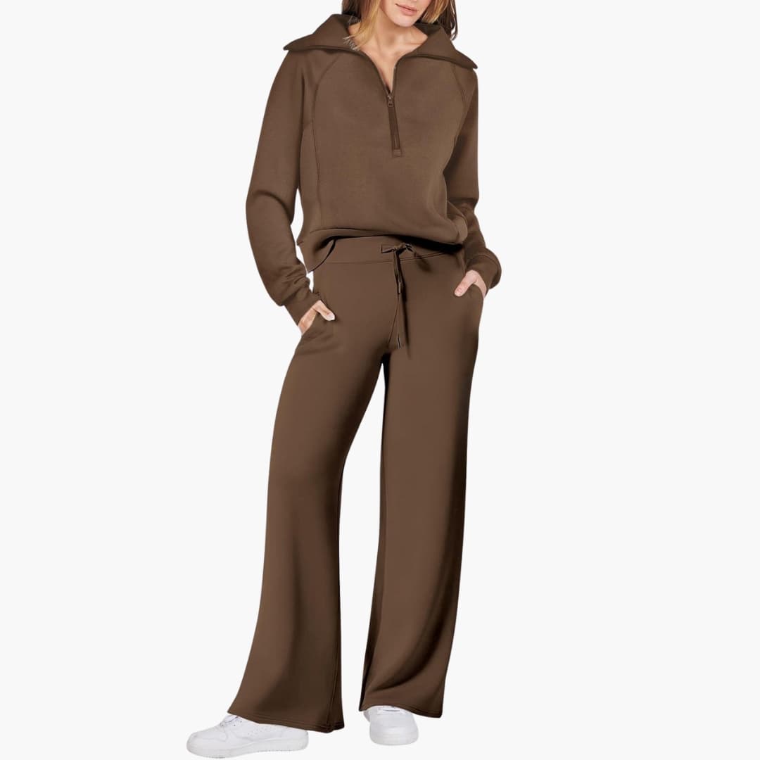 Lucy | Women's Half Zip Wide Leg Lounge Set