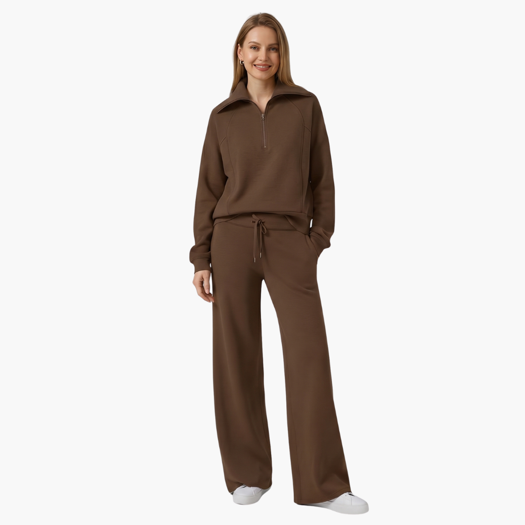 Lucy | Women's Half Zip Wide Leg Lounge Set