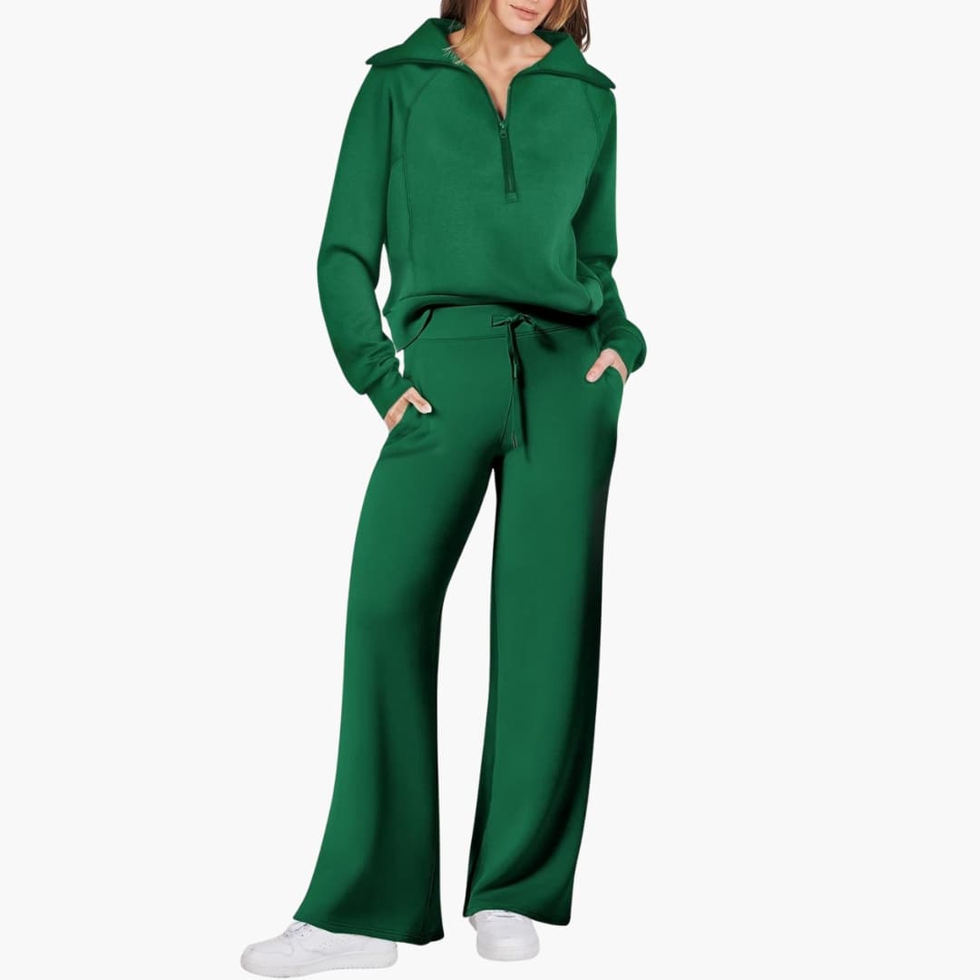 Lucy | Women's Half Zip Wide Leg Lounge Set