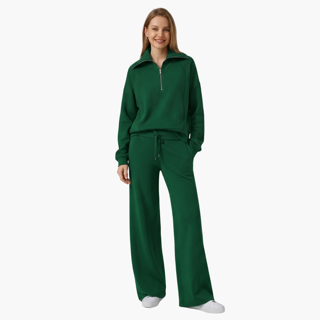 Lucy | Women's Half Zip Wide Leg Lounge Set