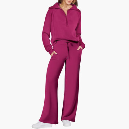 Lucy | Women's Half Zip Wide Leg Lounge Set