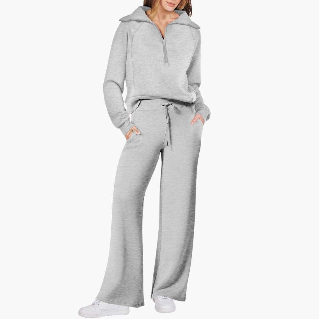 Lucy | Women's Half Zip Wide Leg Lounge Set