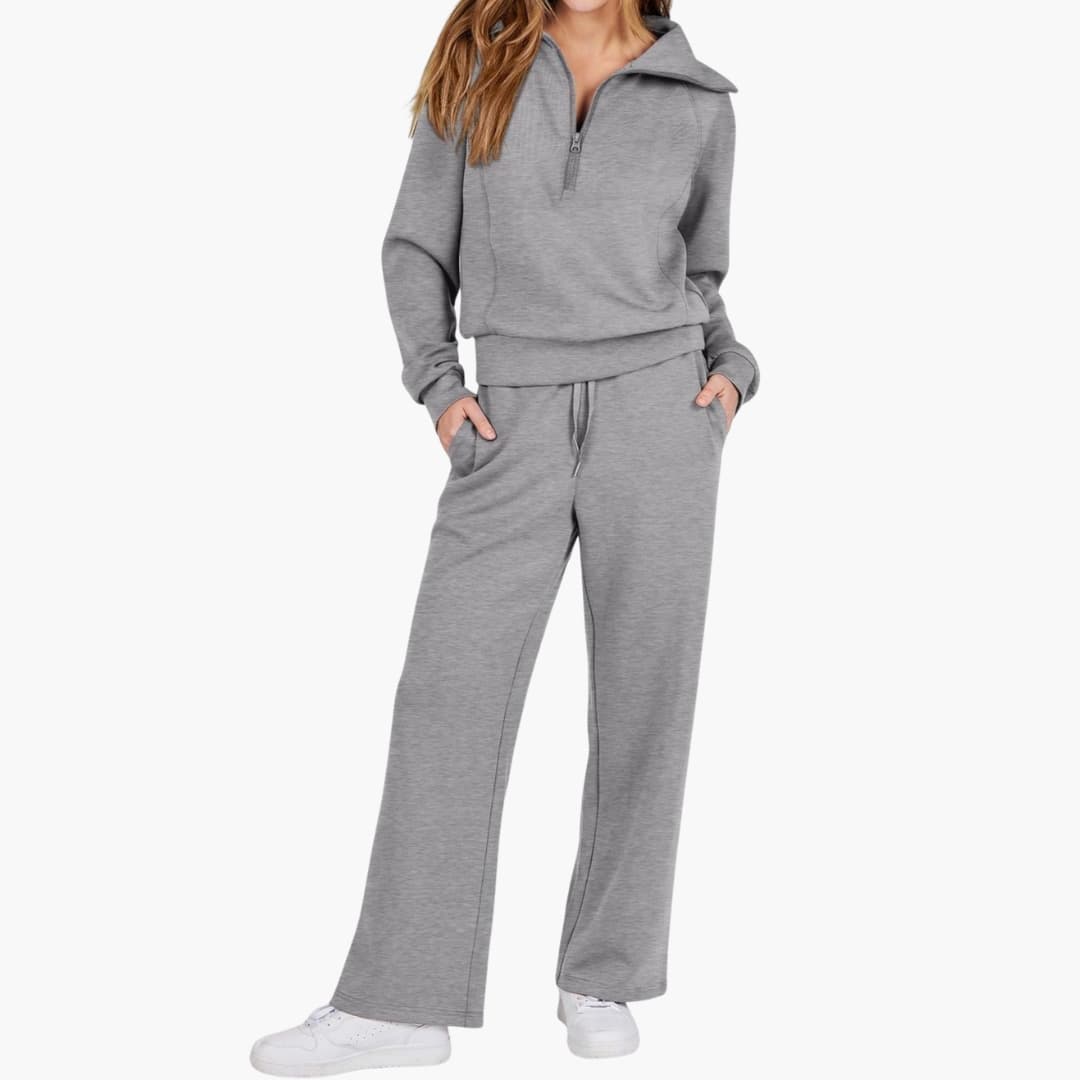 Lucy | Women's Half Zip Wide Leg Lounge Set