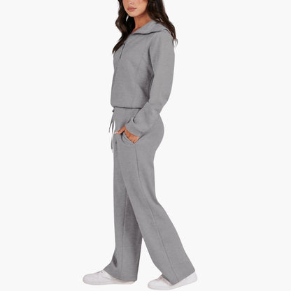 Lucy | Women's Half Zip Wide Leg Lounge Set