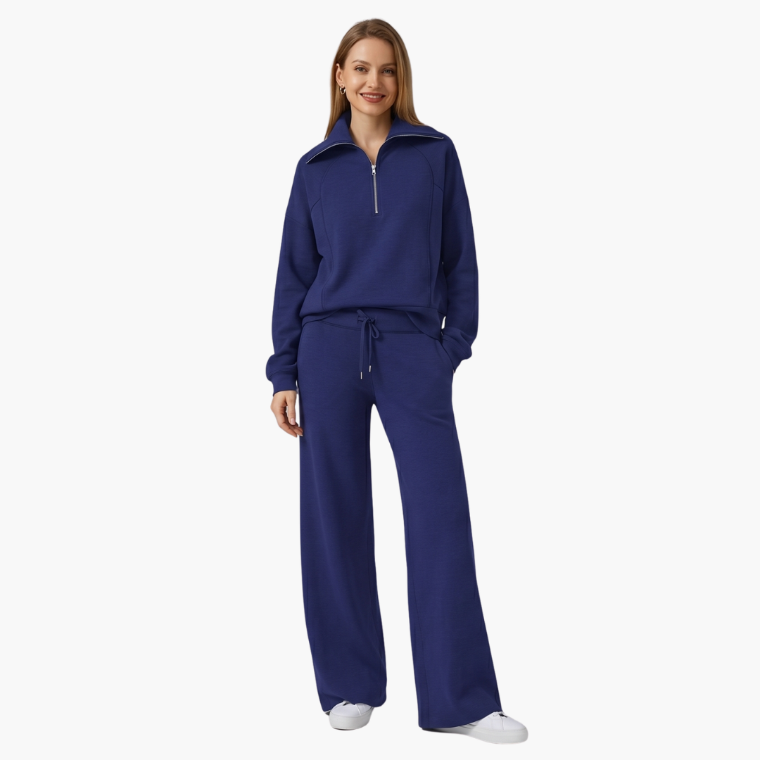 Lucy | Women's Half Zip Wide Leg Lounge Set