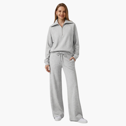 Lucy | Women's Half Zip Wide Leg Lounge Set