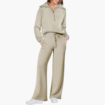 Lucy | Women's Half Zip Wide Leg Lounge Set