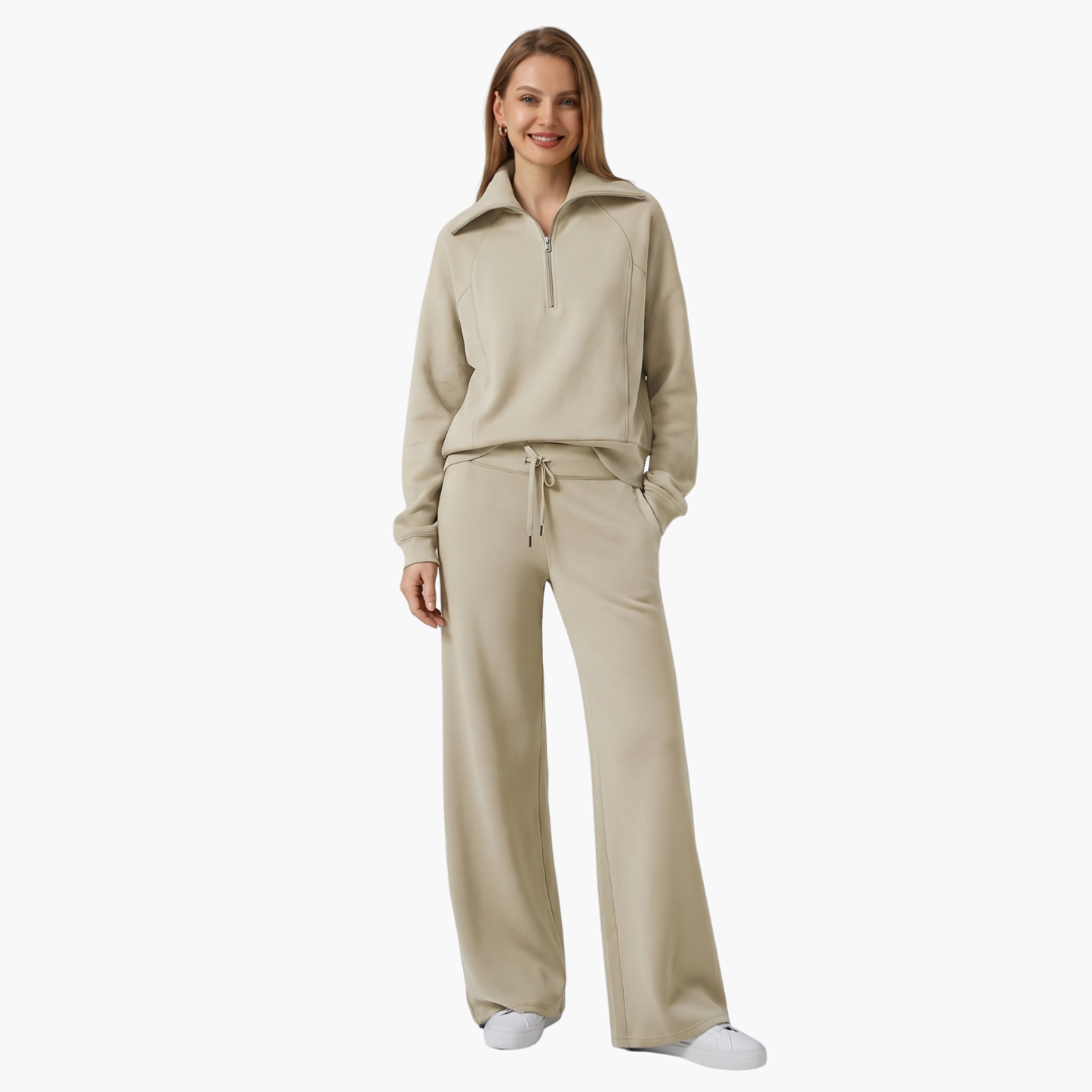 Lucy | Women's Half Zip Wide Leg Lounge Set
