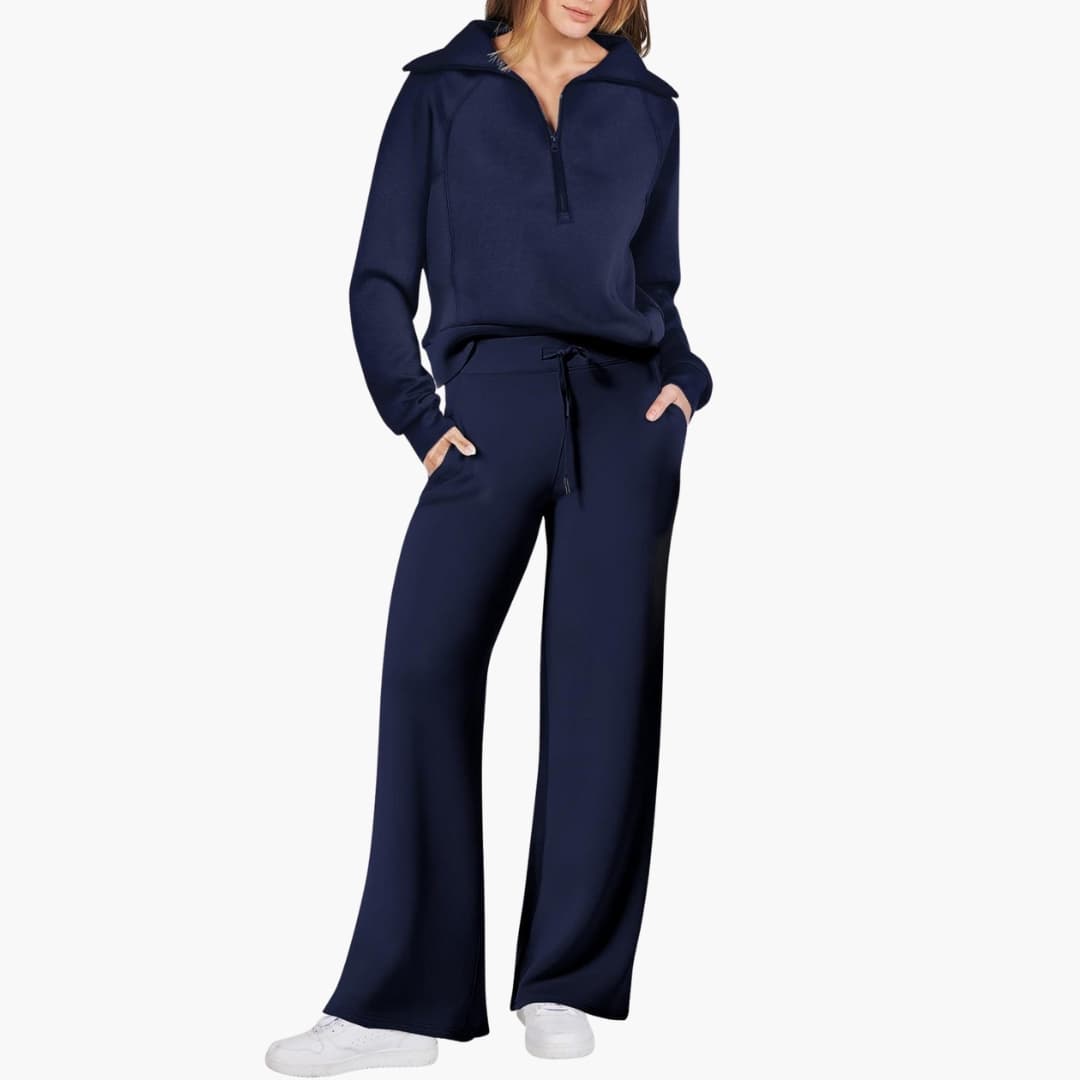Lucy | Women's Half Zip Wide Leg Lounge Set