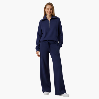 Lucy | Women's Half Zip Wide Leg Lounge Set