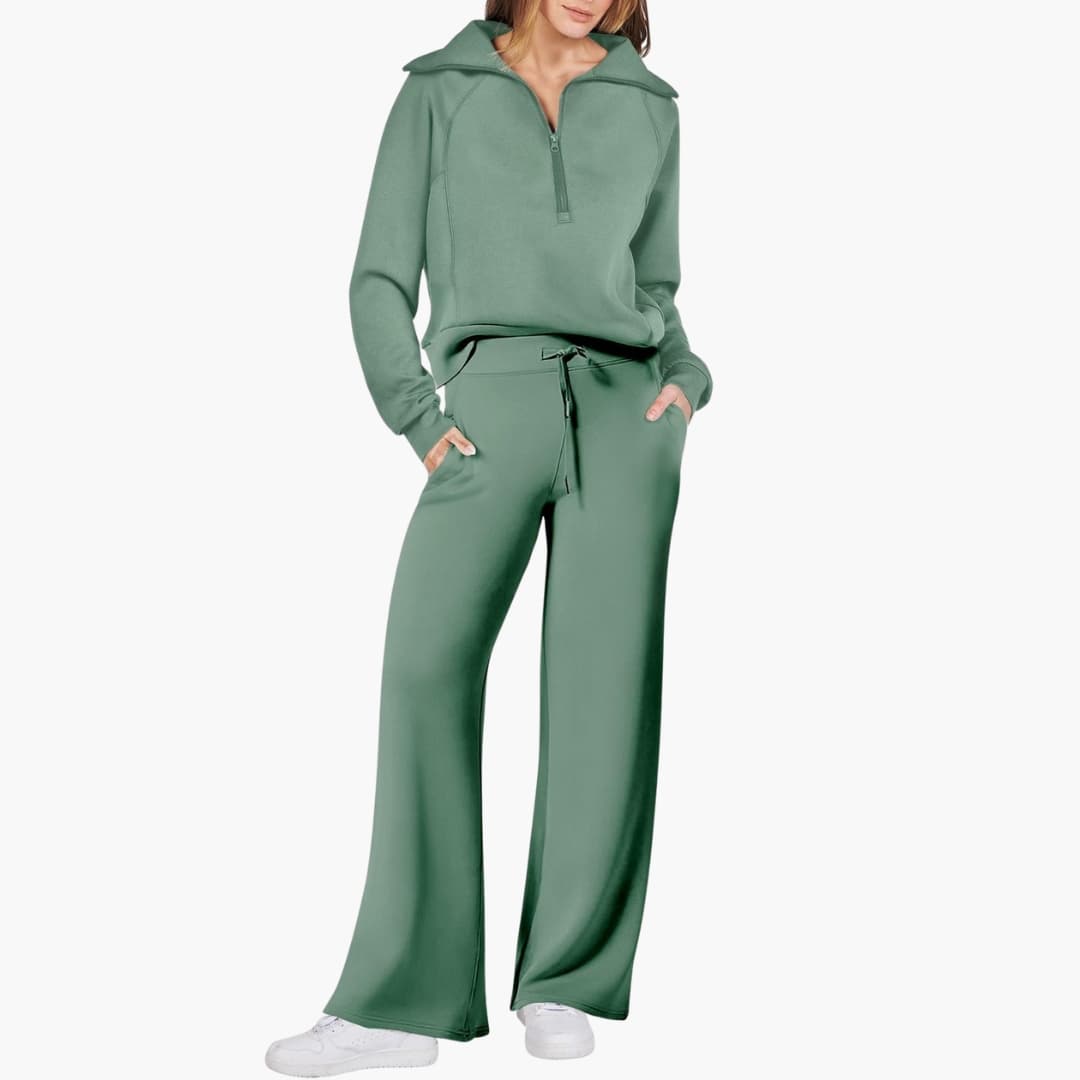 Lucy | Women's Half Zip Wide Leg Lounge Set