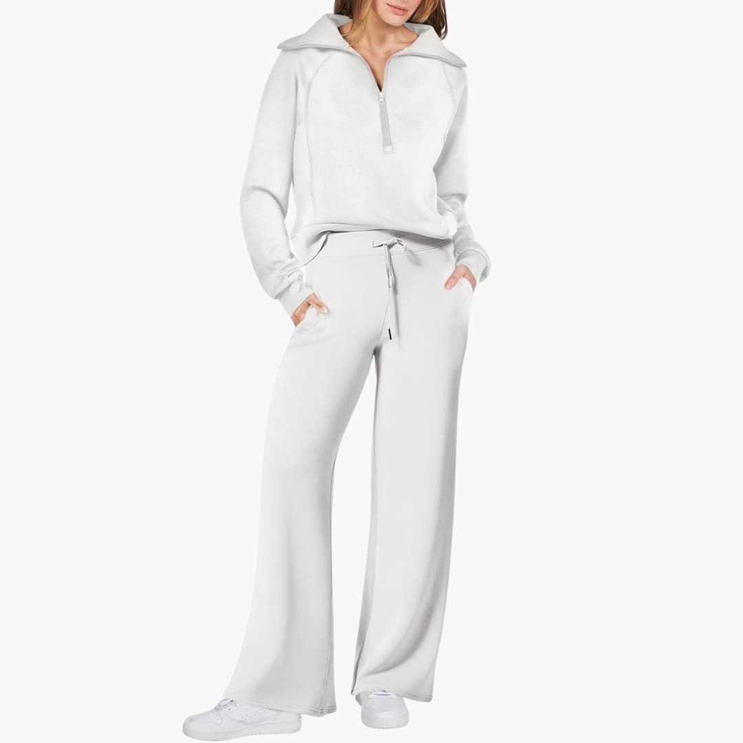 Lucy | Women's Half Zip Wide Leg Lounge Set