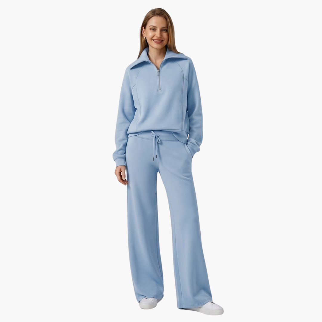 Lucy | Women's Half Zip Wide Leg Lounge Set