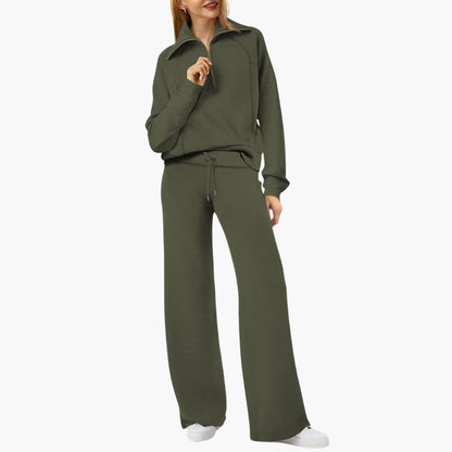 Lucy | Women's Half Zip Wide Leg Lounge Set