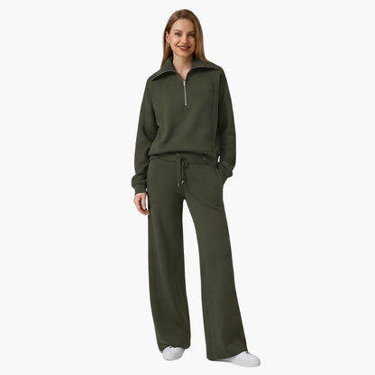 Lucy | Women's Half Zip Wide Leg Lounge Set