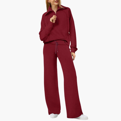 Lucy | Women's Half Zip Wide Leg Lounge Set