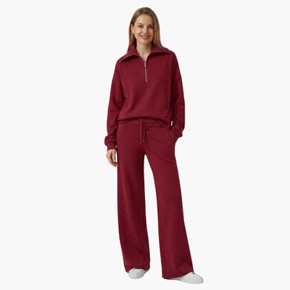 Lucy | Women's Half Zip Wide Leg Lounge Set