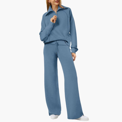 Lucy | Women's Half Zip Wide Leg Lounge Set