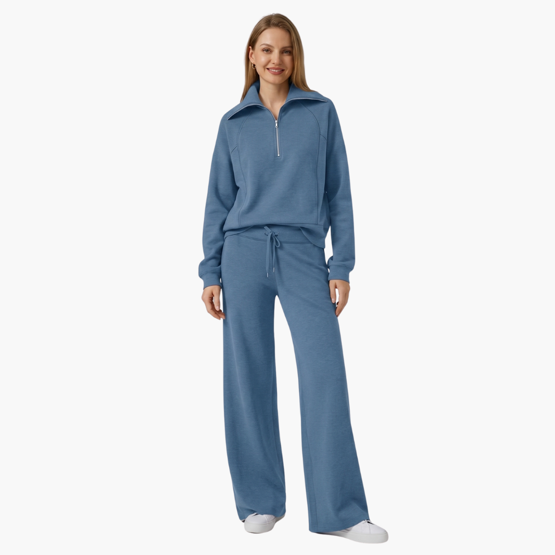 Lucy | Women's Half Zip Wide Leg Lounge Set