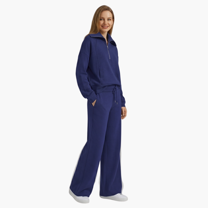 Lucy | Women's Half Zip Wide Leg Lounge Set