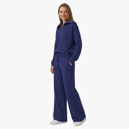 Lucy | Women's Half Zip Wide Leg Lounge Set