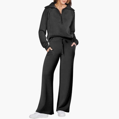 Lucy | Women's Half Zip Wide Leg Lounge Set