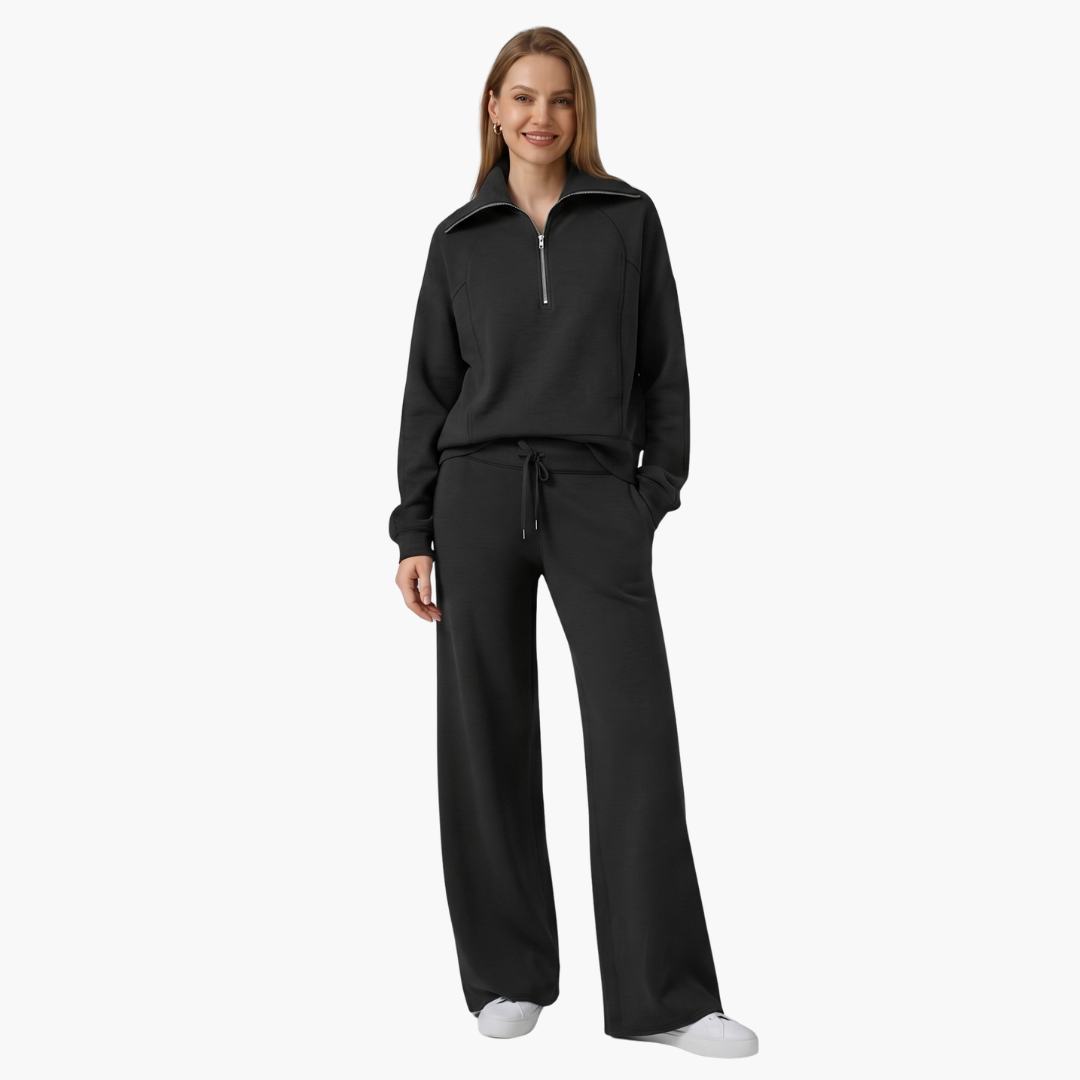 Lucy | Women's Half Zip Wide Leg Lounge Set