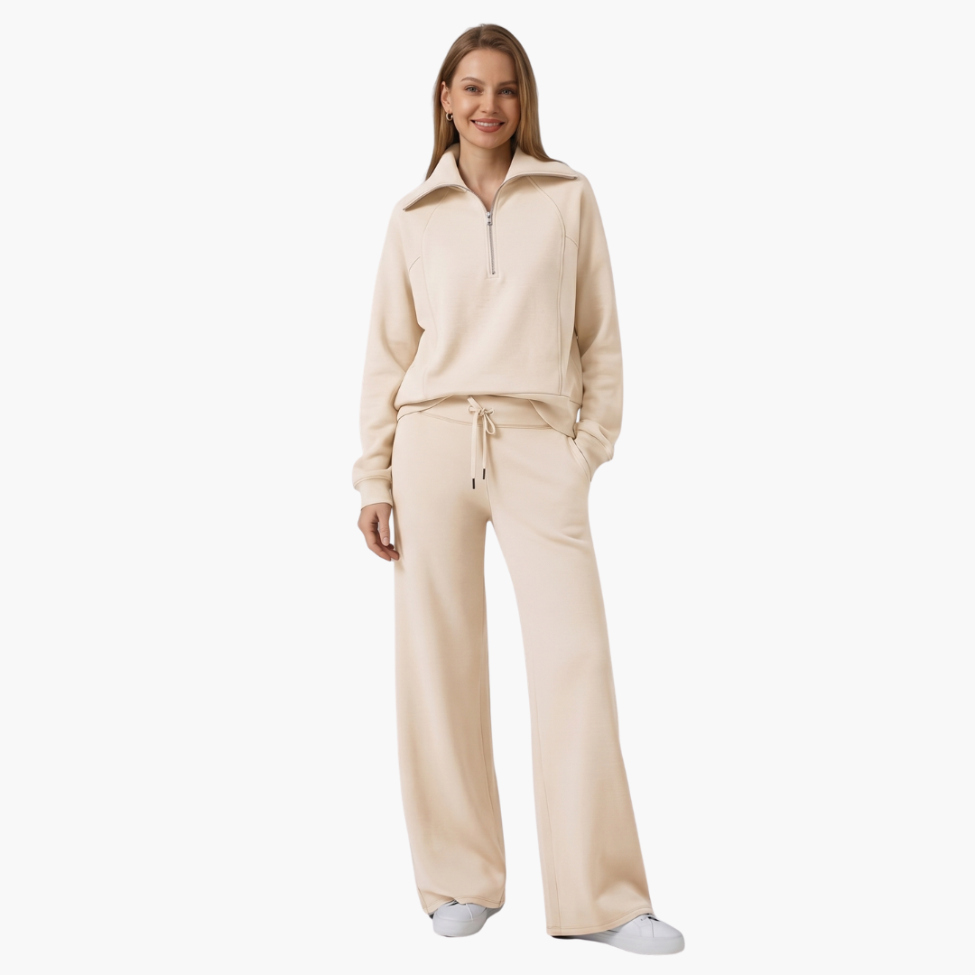 Lucy | Women's Half Zip Wide Leg Lounge Set