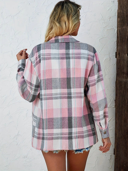 Beatrice | Women's Oversized Plaid Flannel Button-Down Shirt