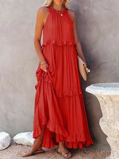 Serenity | Refined No-Sleeve Dress with Ruffles