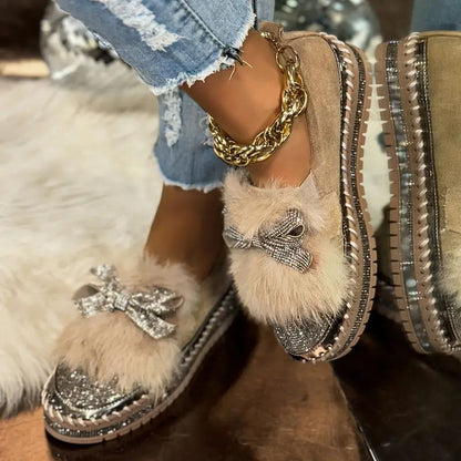 Daisy | Women's Crystal Bow Slip-On Loafers