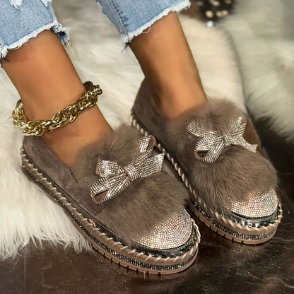 Daisy | Women's Crystal Bow Slip-On Loafers
