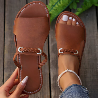 Trinity | Women's Woven Slip-On Buckle Sandals