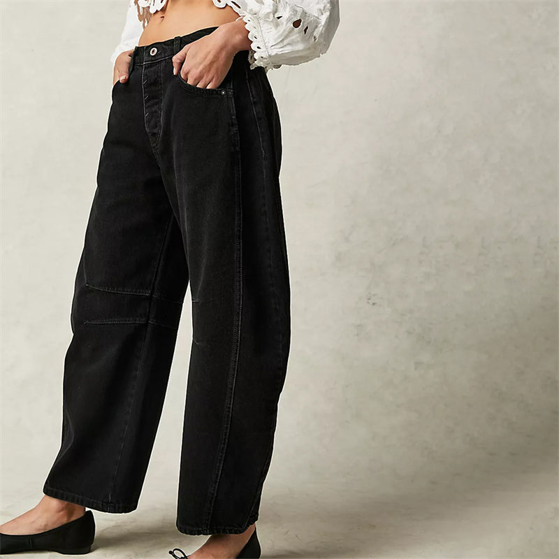 Wren | Women's High Waist Barrel Leg Jeans Easygoing Fit Denim