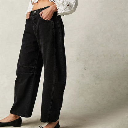 Wren | Women's High Waist Barrel Leg Jeans Easygoing Fit Denim