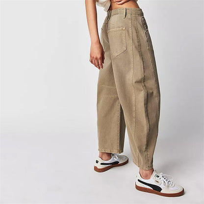 Wren | Women's High Waist Barrel Leg Jeans Easygoing Fit Denim