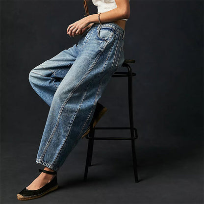 Wren | Women's High Waist Barrel Leg Jeans Easygoing Fit Denim