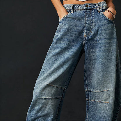 Wren | Women's High Waist Barrel Leg Jeans Easygoing Fit Denim