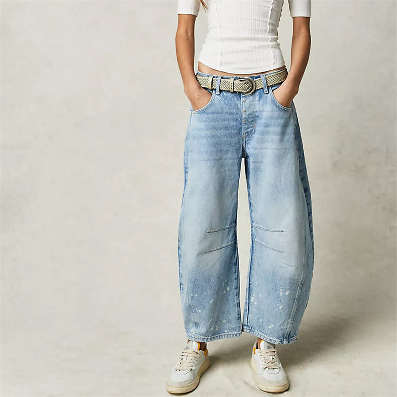 Wren | Women's High Waist Barrel Leg Jeans Easygoing Fit Denim